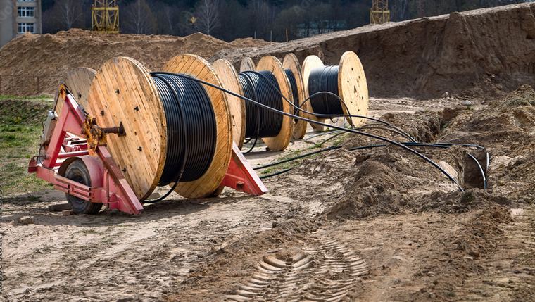 EHV cable drums on site